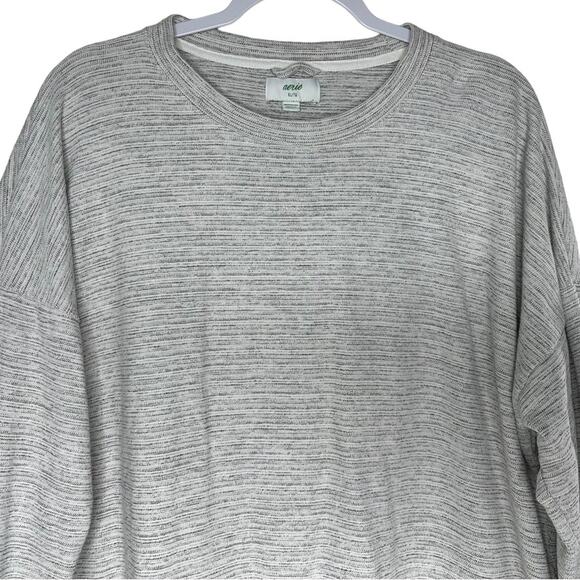 Aerie Women's Gray and Black Print Long Sleeve Light Sweatshirt Size XL - Picture 2 of 9